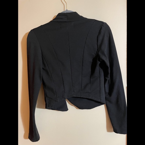 Forever 21 Black Cropped Zip Up Sweatshirt - Size Small - Picture 3 of 4